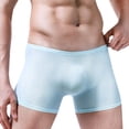 thumbnail image 1 of Aayomet Mens Briefs Men's Summer Thin Soft Transparent Ice Silk Boxers Breathable Men Waist Non- Underpants Underwear,Sky Blue Large, 1 of 5