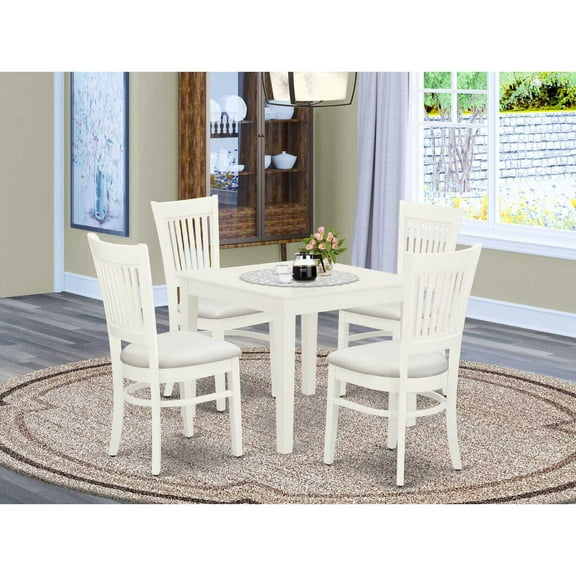 East West Furniture Dining Table- Dining Chairs, OXVA5-LWH-C