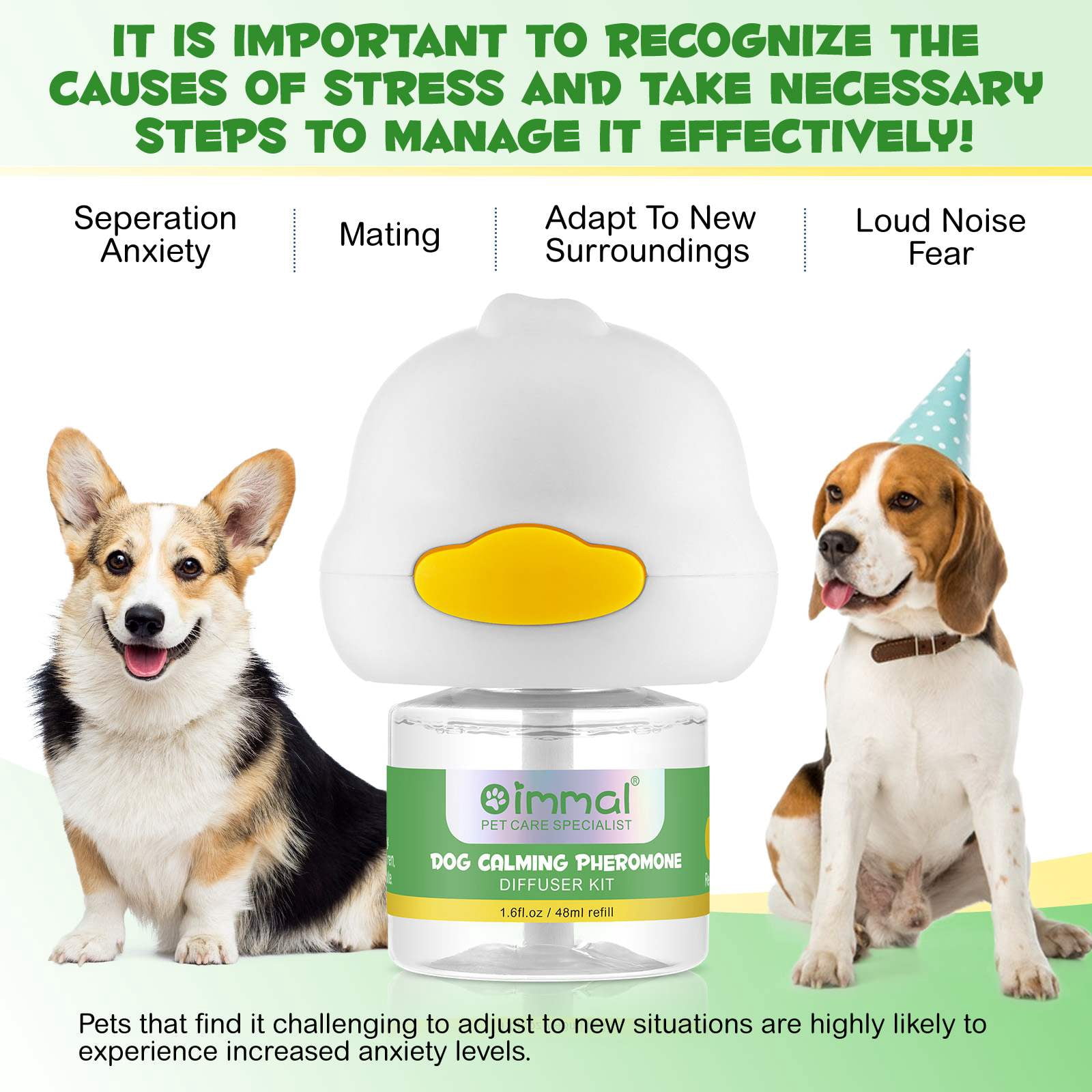 (3 Pack)Oimmal Dog Calming Pheromone Diffuser, 2in1 Plug-In Diffuser & 4.8fl.oz, (90 Day)