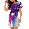 thumbnail image 2 of Honeii Dual Skulls Colorful Fusion Print Women's Loose Short Sleeve Nightgown, Soft Cotton Sleepwear, Comfy Loose Fit Pajama Dress for Sleep and Lounge, 2 of 6