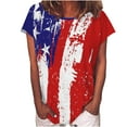 thumbnail image 1 of Midsumdr 4th of July womens summer tops Casual American Flag Print Shirts Short Sleeve T-Shirt Blouse Tops, 1 of 5