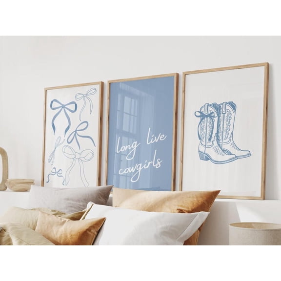 Long Live Cowgirls Prints Girly Western Wall Art Coastal Cowgirl Nursery Set 3 Unframed Paper Print 8x12