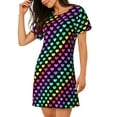 thumbnail image 2 of Fuzoiu Rainbow Hearts Print Women Nightgowns, Soft Comfy Lightweight Short Sleeves Sleepwear,Crew Neck Loungewear, 2 of 6