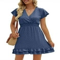 thumbnail image 1 of MesaSe Robe de Grossesse Courte d'Été pour Femmes à Manches Courtes, Col en V, Pois Suisses, Robe de Baby Shower, 1 of 6