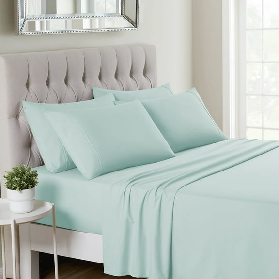 Sweet Home Collection 1500 Series 4 Piece Ultra Soft Microfiber Sheet Set, Twin, Porcelain Blue