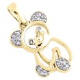 thumbnail image 4 of 10K Yellow Gold Round Diamond Teddy Bear Pendant 0.75" Statement Charm 1/12 CT., 4 of 6