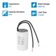 thumbnail image 3 of Capacitor de funcionamiento Uxcell 6uF CBB60, capacitor de arranque con 2 cables, CA 450V para motor de arranque con frecuencia de 50Hz/60Hz, adecuado para compresores de aire y bombas, blanco, 3 of 6