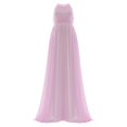 thumbnail image 6 of Gyujnb Halter Sleeveless Tank Neck Maternity Maxi Dress Elastic Gathered Empire Waist Lightweight Flowy Chiffon Loose A Line Floor Length Gown Elegant Bridesmaid Photoshoot,S, 6 of 6