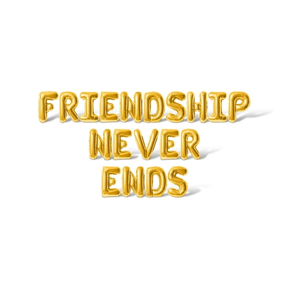 Letter Balloons - FRIENDSHIP NEVER ENDS 16" Inch Alphabet Letters Foil Mylar Balloon Bachelorette or Bridal Shower Party Banner (Gold)