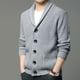 thumbnail image 3 of Gibobby Suéter cárdigan para hombre Cárdigan de punto trenzado para hombre, cuello de chal, ajuste holgado, manga larga, casual, cárdigan(Gris,XG), 3 of 5