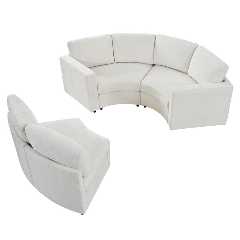 109.4" Curved Modular Sectional Sofa, 3-Seat Semi-Circular Chenille Couch, Deep Seat Modern Half Round Sofa with Soft Upholstery, Solid Pine Wood Frame for Living Room & Apartment
