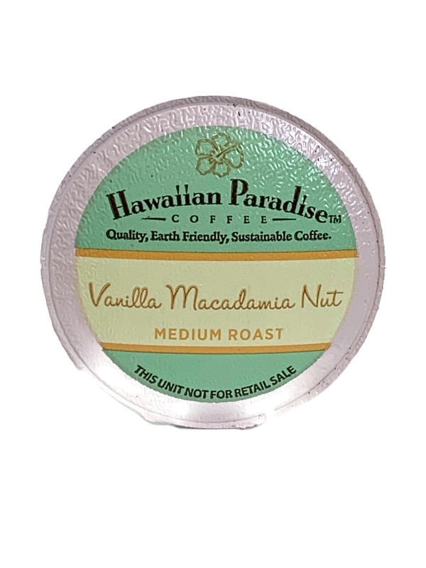 Hawaiian Paradise Coffee Vanilla Macadamia Nut Flavor Single Serve Cups (18 K Cups) – Medium Roast with an Amazing Aroma – Compatible with Keurig K-Cup Brewers