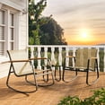 thumbnail image 4 of Noelse 3 Piece Outdoor Rocking Bistro Set, Textilene Fabric Patio Furniture Set with Heat-Resistant Armrests and Coffee Table for Lawn, Balcony, Brown, 4 of 12