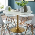 thumbnail image 2 of Hawthorne Collections 47"" Round Faux Marble Top Pedestal Dining Table in Gold, 2 of 4