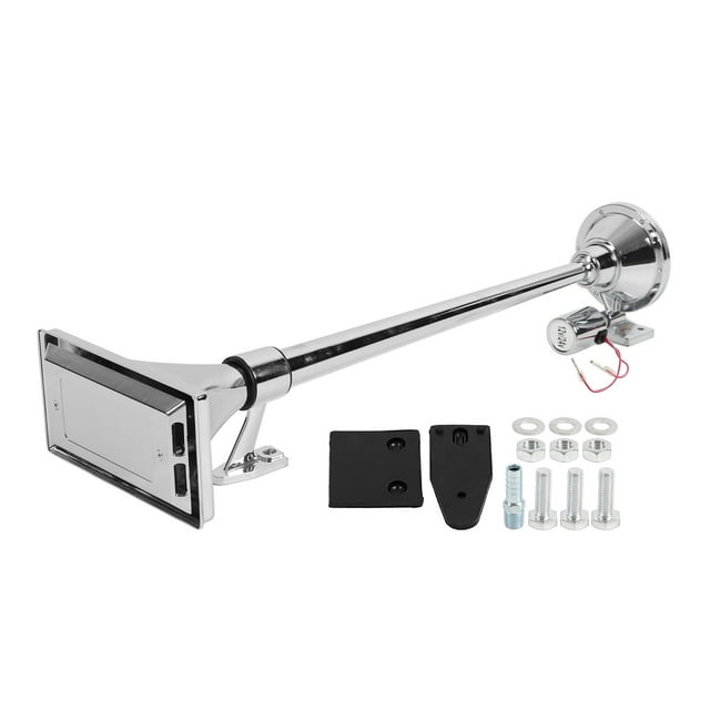 Bocina de aire electrónica de una sola trompeta, súper fuerte, 145 dB, bocina de aleación de zinc con cubierta para camioneta, RV, SUV, 12 V/24 V