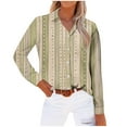thumbnail image 4 of Shirts for Women Long Sleeved Casual Printed Lapel Button Up Shirt Yellow 2XL, 4 of 4