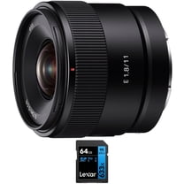 Sony SEL11F18 E 11mm F1.8 APS-C Ultra-Wide-Angle Prime for APS-C Cameras Bundle with Lexar Professional 633x 64GB UHS-1 Class 10 SDXC Memory Card