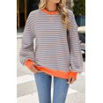 thumbnail image 5 of Sweatshirt For Women Oversized Long Sleeve Striped Pullover Color Block Crewneck Casual Loose Tops Y2K Clothes Workout Shirt, 5 of 7
