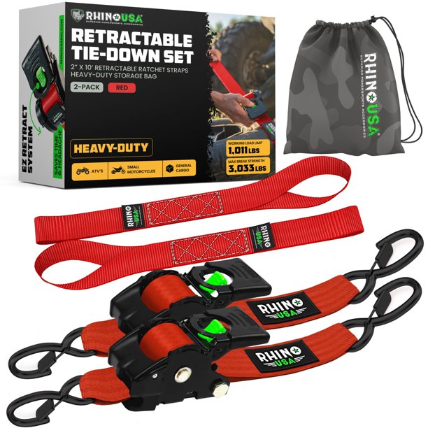 Correas retráctiles con trinquete Rhino USA, paquete de 2, 5 cm x 3 m