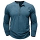 thumbnail image 4 of Blusas y camisas de manga larga con cuello redondo para hombre, blusas casuales de moda de color liso de manga larga, blusas transpirables para hombre, 4 of 7