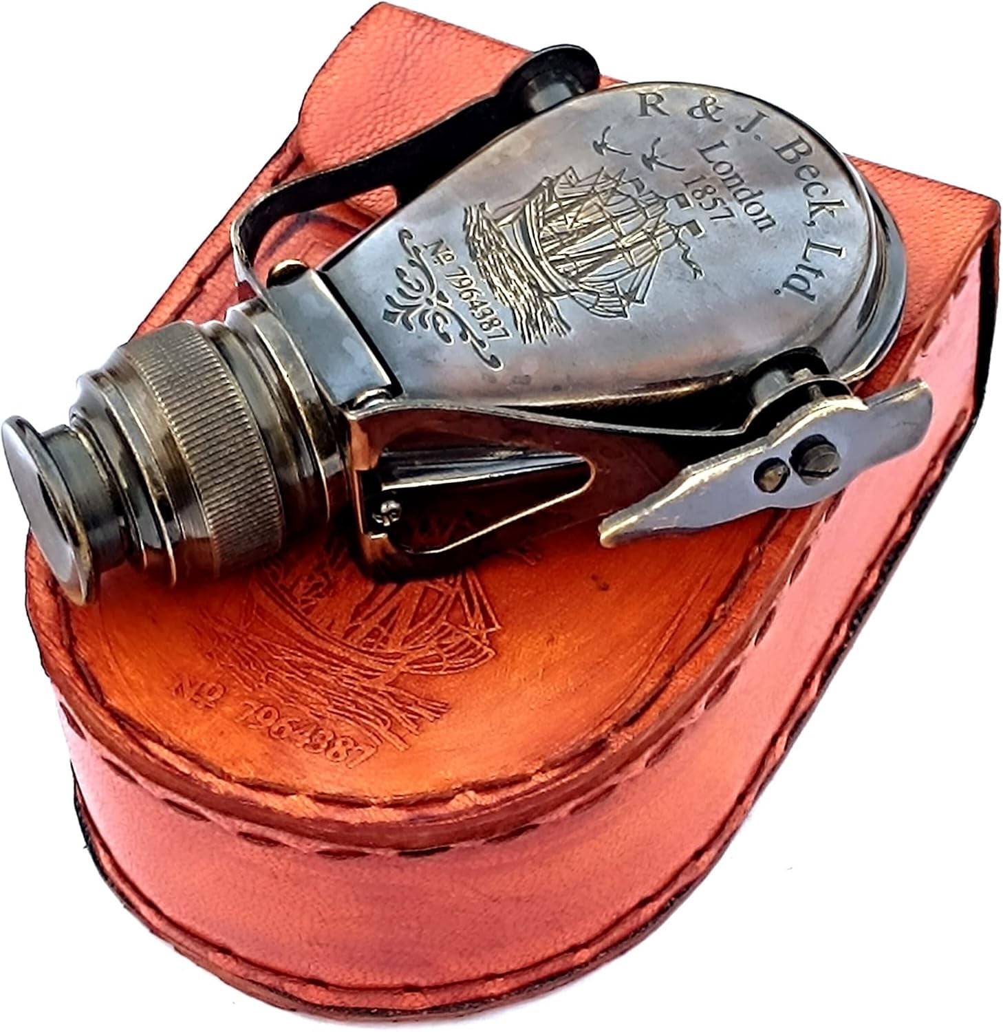 Marine Vintage Antique Handheld Brass Monocular Binocular for Hunting,Bird Watching, Trekking, Camping, Sports, Outdoor Games, Binocular for Adults and Kids with Leather Cover