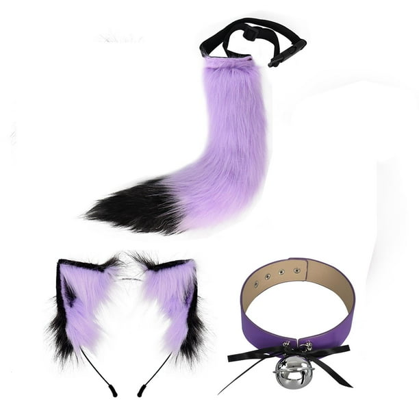 Diadema con orejas y cola de animales Fernando Cosplay de Lolita morado negro