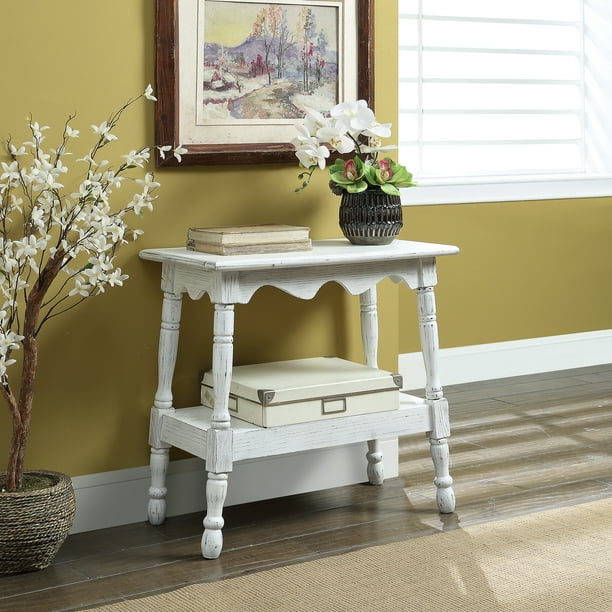 Wilton 1shelf Turned Leg Side Table, Distressed White