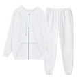 thumbnail image 4 of felwors Women's Zip - Up Hoodie Tracksuit Set Long Sleeve Hooded Jacket with Jogger Pants for Casual & Active Wear White, M, 4 of 5