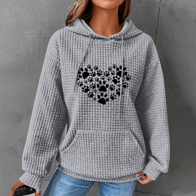 DPTALR Women Print Round-Neck Long Sleeve Loosen Single Sweatshirt Tops Pullover Blouse
