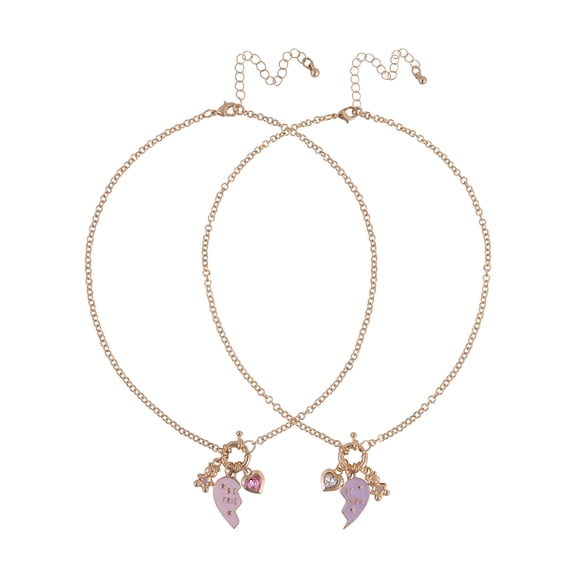 Wonder Nation Goldtone 2pc "Best Friends" Hearts and Bear Charms Necklace Set