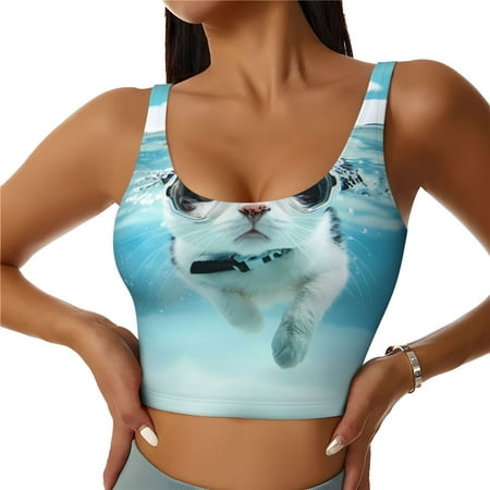 Matuu Swimming Cat Goggles for Women s Sports Bra - Soft  Comfortable and Breathable Sports Vest for Yoga  Fitness  and Dance-X-Large