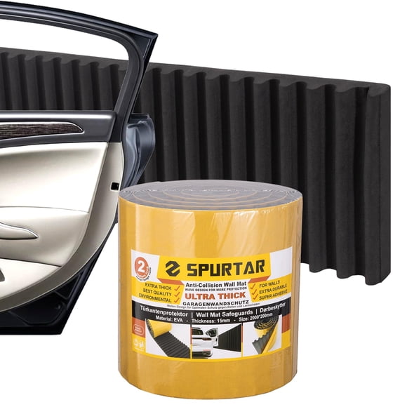 Spurtar Protecteur Mural de Garage Épais pour Garage, Assistance au Stationnement, Protecteur de Bordure de Porte de Voiture, Protecteur de Porte de Voiture, Tapis Ondulé Auto-Adhésif, Mousse EVA Anti-Collision