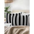 thumbnail image 2 of Outdoor Pillows Waterproof, Farmhouse Black Striped Throw Pillows with Inserts Included, Modern Stripes Art Indoor Outdoor Decorative Lumbar Pillow for Bed/Couch/Patio 12"x20", 2Pcs, 2 of 8