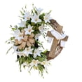 thumbnail image 1 of SIYTUAU Easter Wreath With Cross Garland Artificial Cream Lilies And Foliage Spring Door Decor For Religious Festive Home, 1 of 7