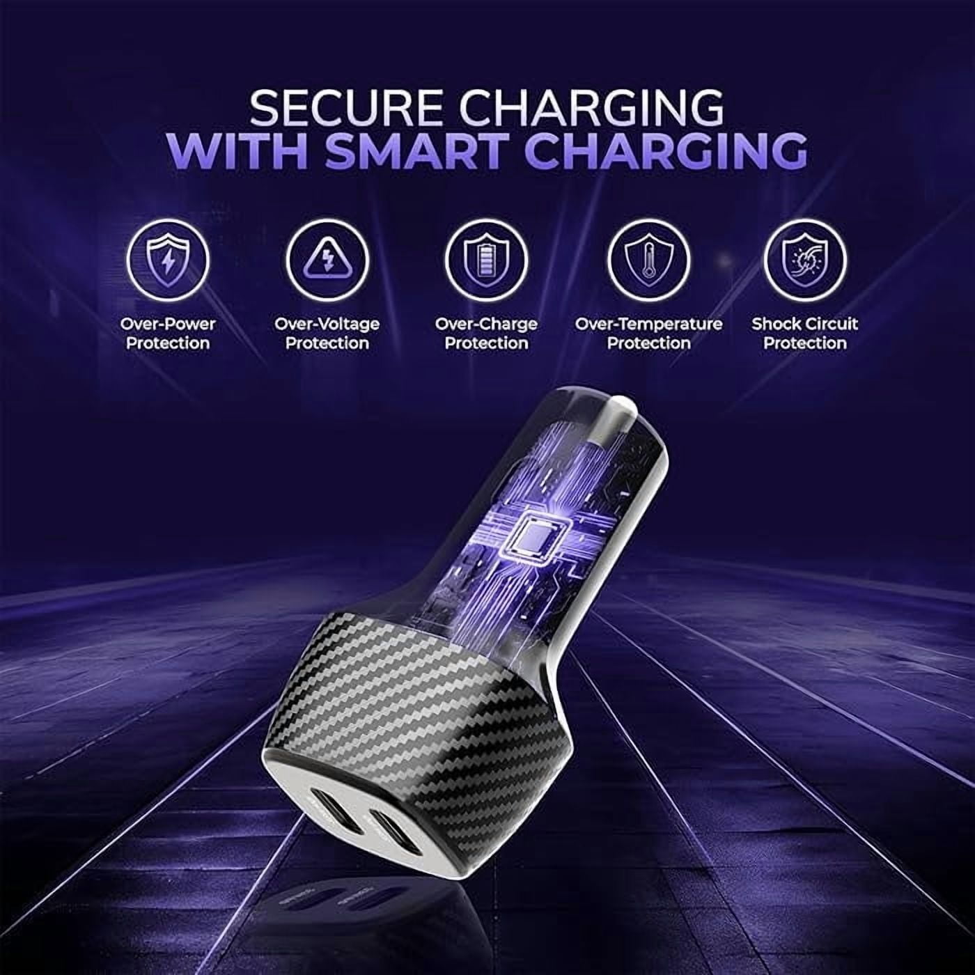 Fast PD Car Charger for Google Pixel Tablet 11" (2023) - 60W 2-Port USB-C 6ft Long Type-C Cable Power Adapter DC Socket Plug-in with Cord
