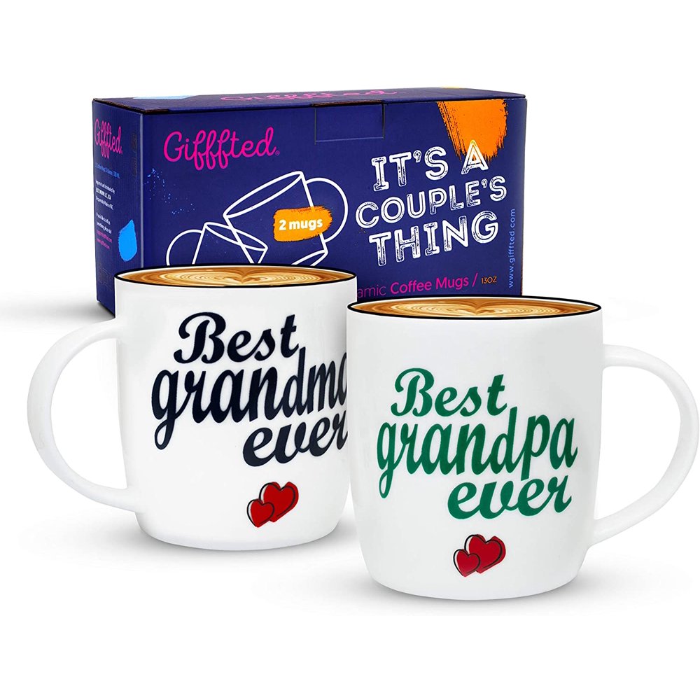 Triple Gifffted Grandparents Mugs, Best Ever Grandma and Grandpa Coffee