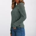 thumbnail image 5 of Dwralegc Fall Sweaters for Women 2025 Casual Long Sleeves Sweater Lightweight Knit Dressy Shirt Trendy Round Neck Fall Tops Green XL, 5 of 7