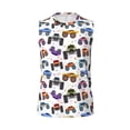 thumbnail image 6 of Lsque Cartoon Monster Trucks1 Print Men's Cotton Blend Sleeveless Muscle Shirts (S-3XL)- Moisture Wicking, Odor Protection, UPF 30+,Large, 6 of 8