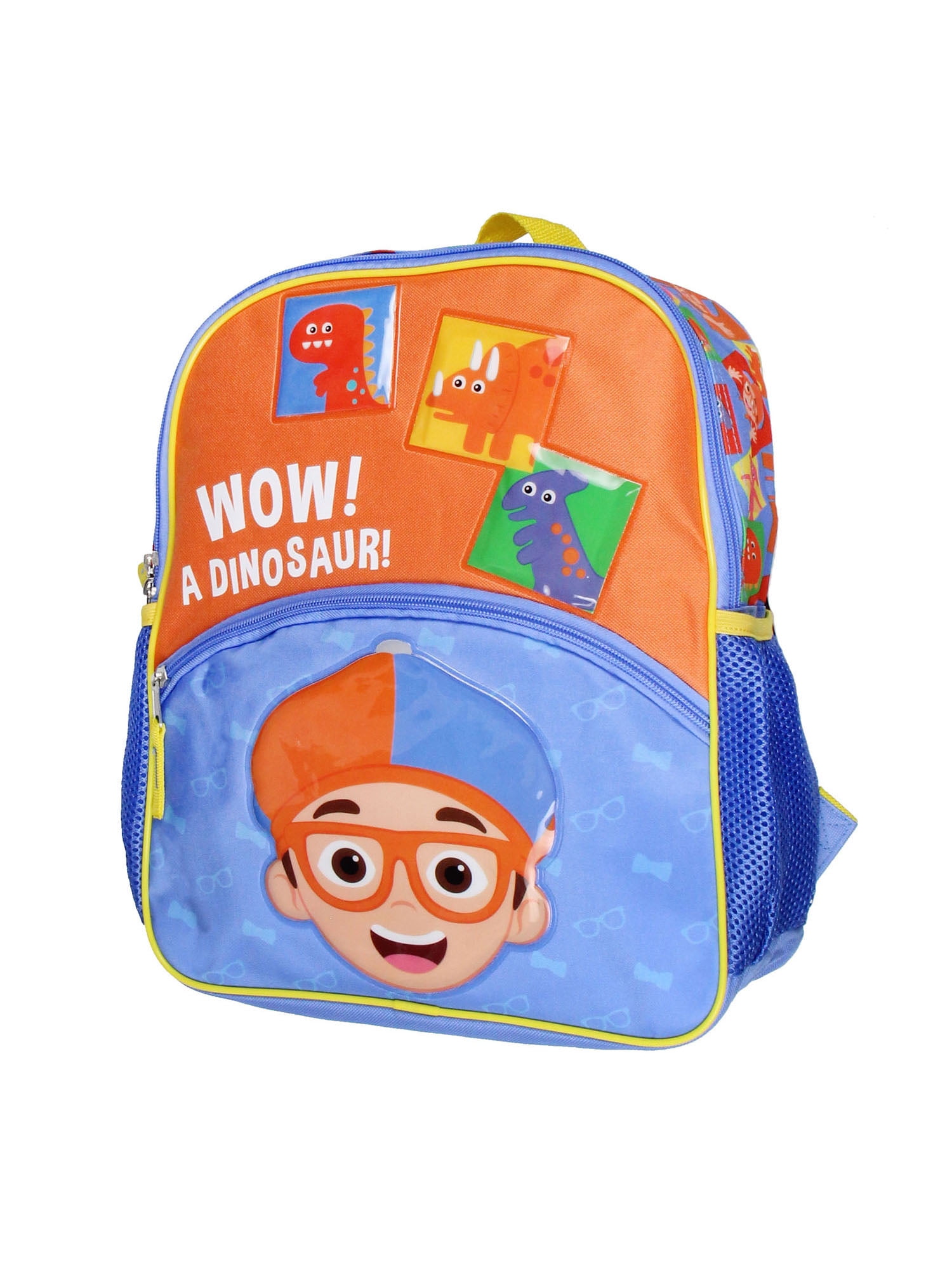 Blippi Wow! A Dinosaur 14" Kids School Travel Backpack Bag w/ Raised Character Designs