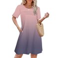 thumbnail image 2 of Women Gradient Color T Shirt Dresses Casual Ombre Short Dress with Pocket Summer Swimsuit Coverup Nightgown Outfits, 2 of 9