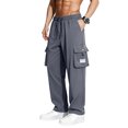 thumbnail image 2 of Men's Outdoor Sports Straight Leg Workwear Trousers, Fashion Solid Color Cargo Pants for Hiking and Construction Work,Gray,L, 2 of 4