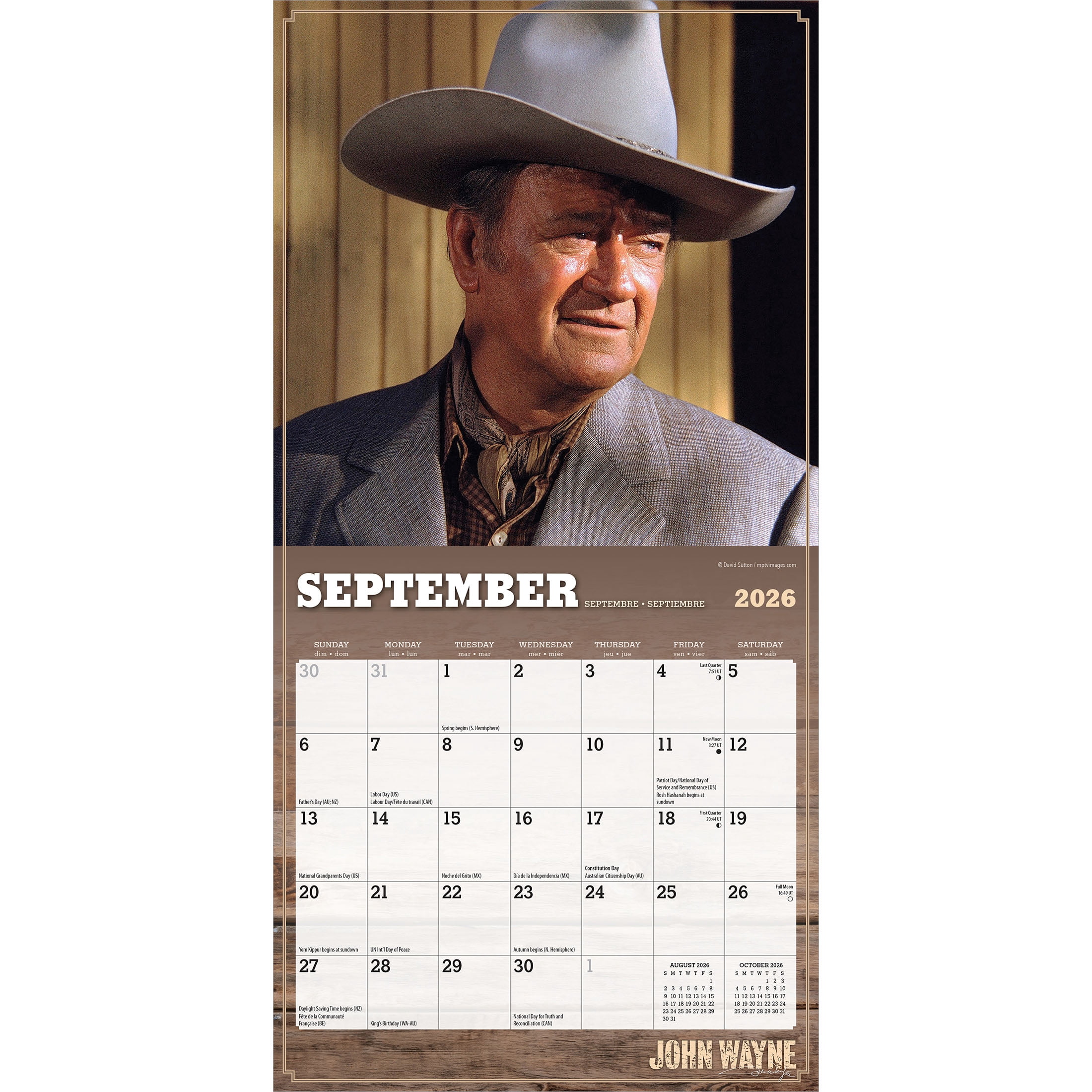 John Wayne OFFICIAL | 2026 7x14" (Hanging) Mini Wall Calendar | BrownTrout