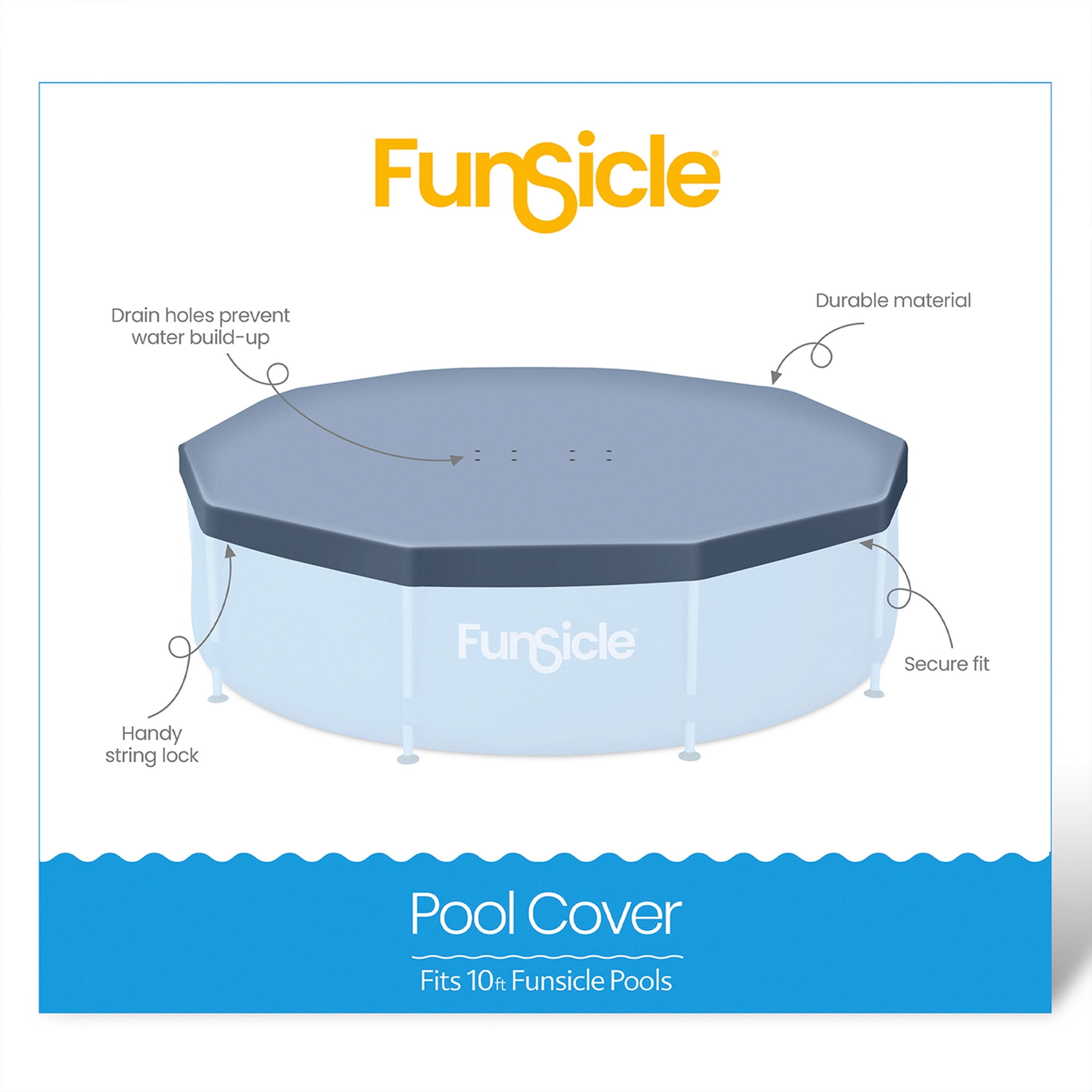 Funsicle 10 ft Round Above Ground Swimming Pool Cover, Gray, Adults