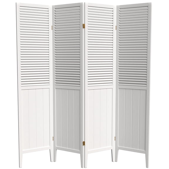 6 ft. Tall Beadboard Room Divider Panel Screen - White - 4 Panels