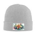 thumbnail image 2 of ZICANCN Flower Lily Bud Knit Beanie Hat, Winter Cap Soft Warm Classic Hats for Men Women, Gray, 2 of 8