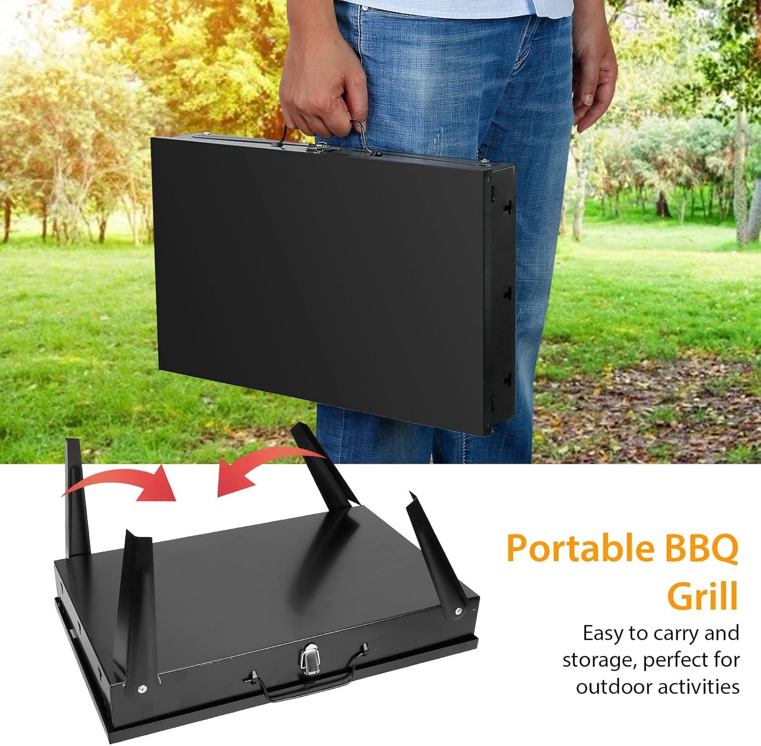 NOBRAND 16.7 Inch Charcoal Kettle Grill, Foldable