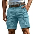 thumbnail image 5 of Cargo Shorts for Men 5 Inch Relaxed Fit Button-Fly Quick Drying Stretch Lightweight Hiking Wear with Multiple Pockets, Light Blue, Size S, 5 of 7