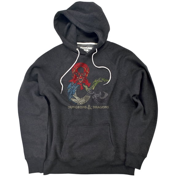 Dragon Ampersand Logo Unisex Adult Slim Fit Pull-Over Heather Hoodie, Charcoal, Small