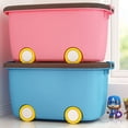 thumbnail image 5 of Cajas de almacenamiento de juguetes para niños, organizadores de almacenamiento de ropa de bebé y bocadillos, cajas organizadoras de plástico, caja apilable de gran tamaño con ruedas, 5 of 5