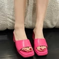 thumbnail image 5 of Anuirheih Fashion Women's Summer High Heel Sandals Casual Beach Open-toe Shoes Chunky Heel Slippers Sandals Women (Hot Pink), 5 of 5